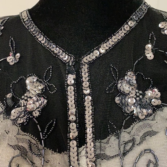 Vintage Mesh longsleeves blk jacket with sequence - size medium - Picture 5 of 10